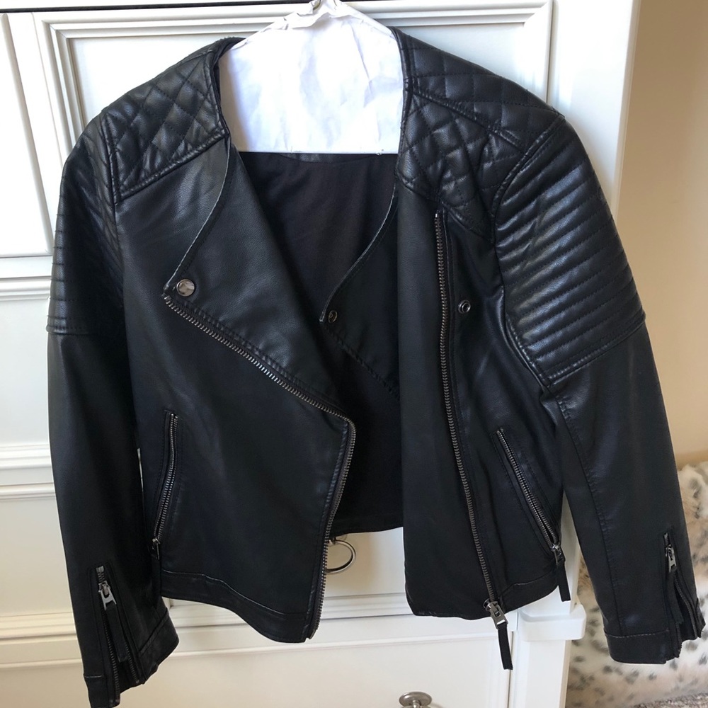 Top shop leather Moto jacket- artificial leather